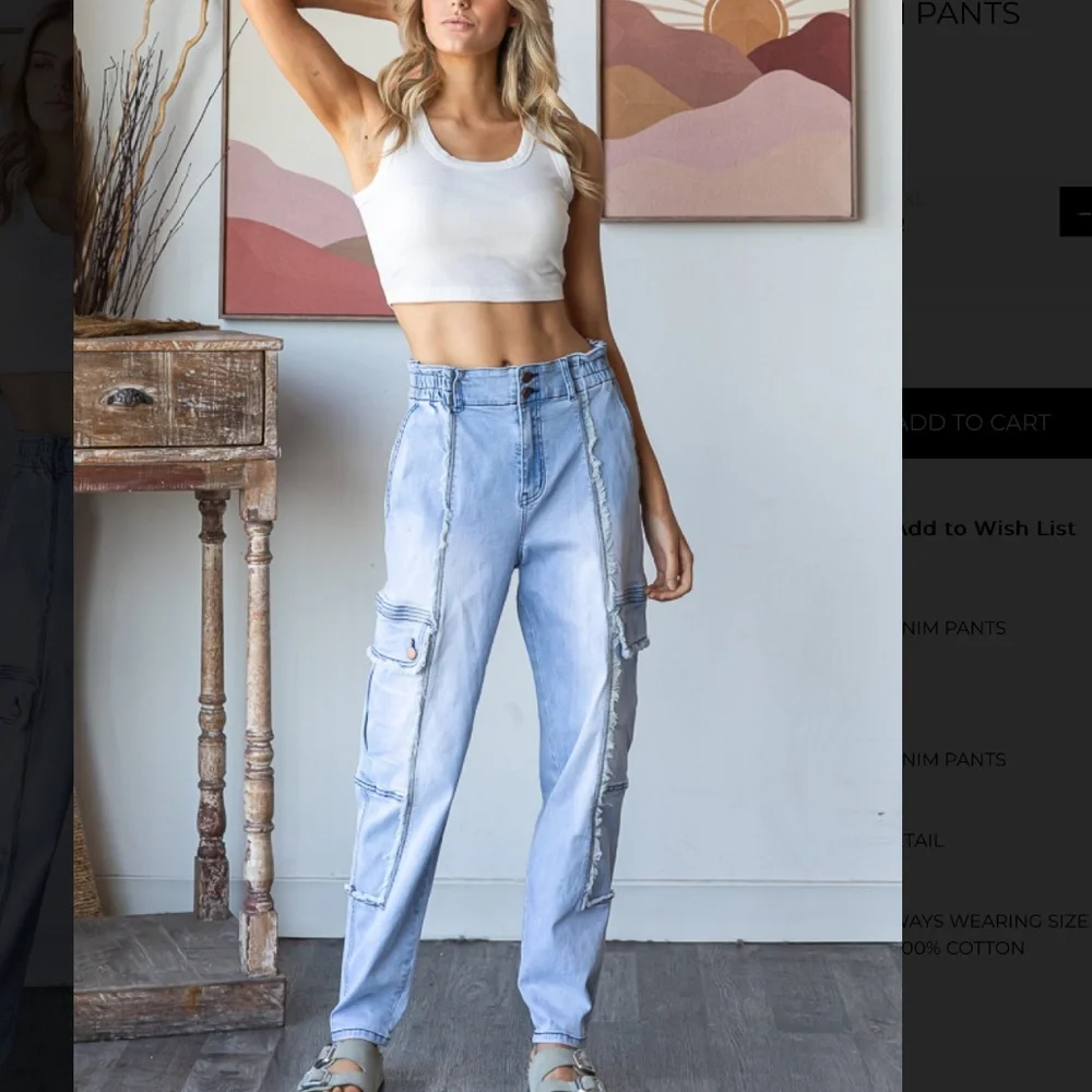 Oli & Hali Light Wash Denim Cargo Joggers - Picture 4 of 7